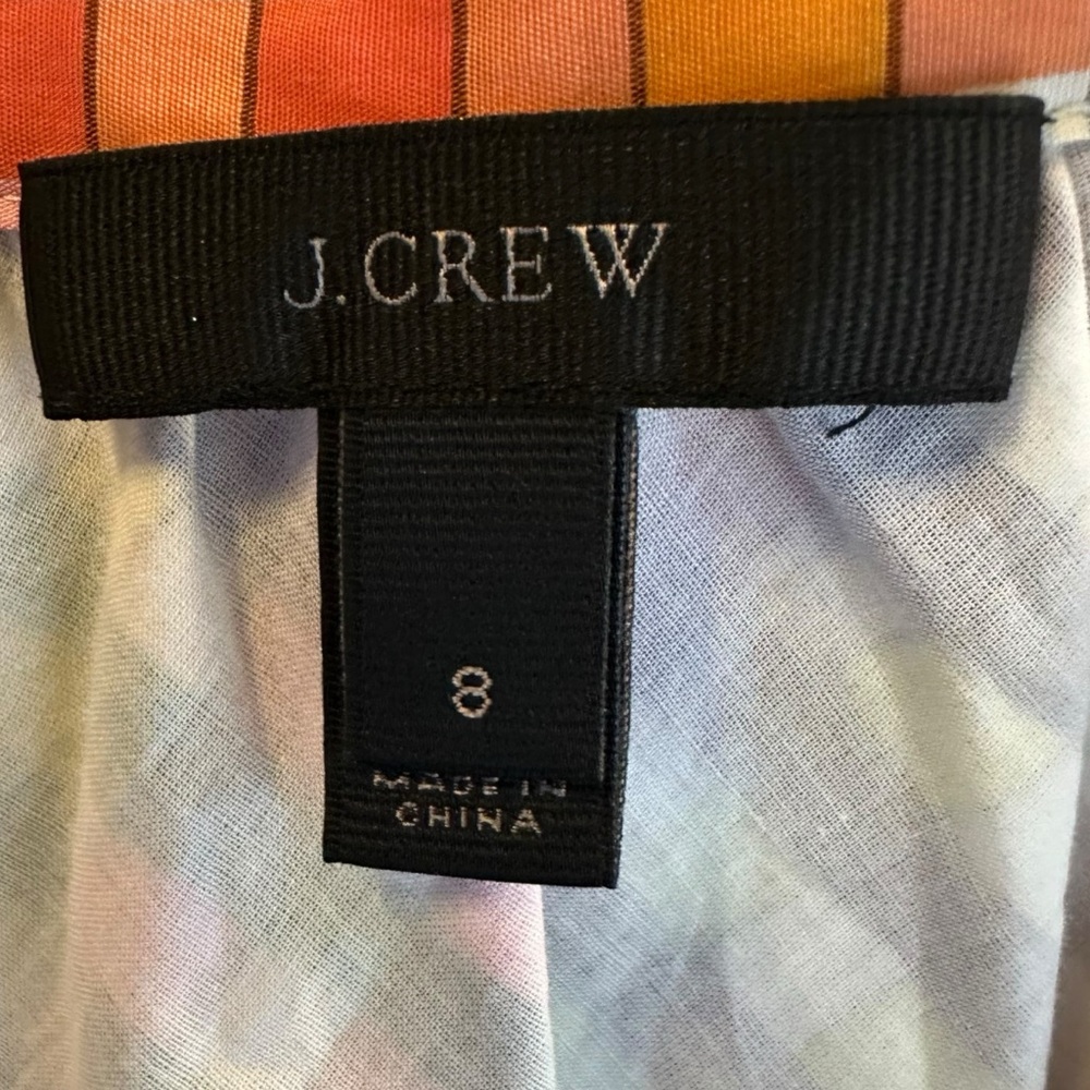 J.Crew Tie Neck Rainbow Gingham Dress Size 8 Plaid Preppy Bow Summer - Picture 14 of 16